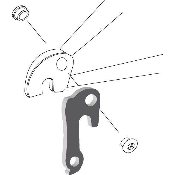 Hanger #9 attaches to the rear dropout from the outside or derailleur side using one M8 chainring bolt.-35391576080552 main