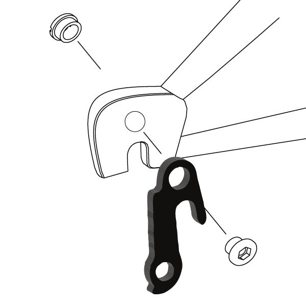 Hanger #93 attaches to the rear dropout from the outside or derailleur side using one M8 chainring bolt.-35391571656872 main