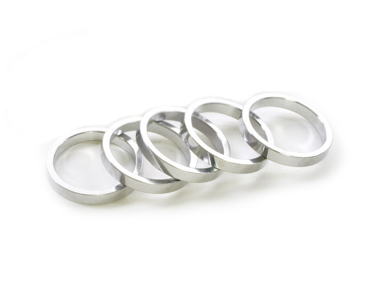 1-1/8" x 5mm Silver Aluminum Headset Spacers, Bag of 5-45053819093160 