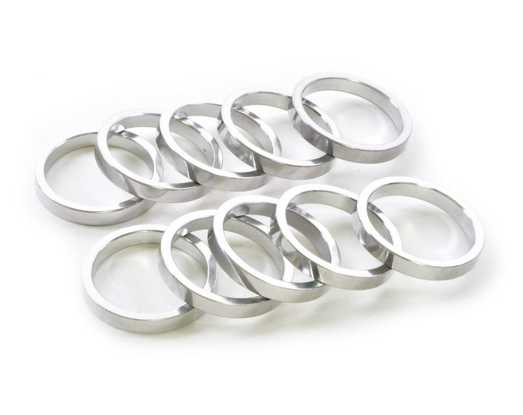 1-1/8" x 5mm Silver Aluminum Headset Spacers, Bag of 10-45053566320808 