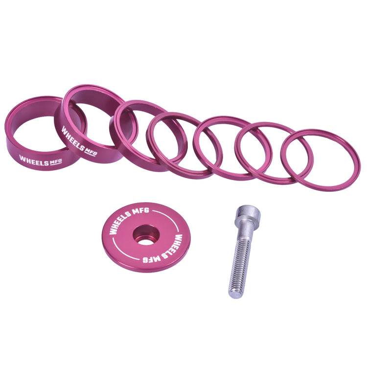 Essential Aluminum Headset Spacer Kit - Pink-45053884858536 