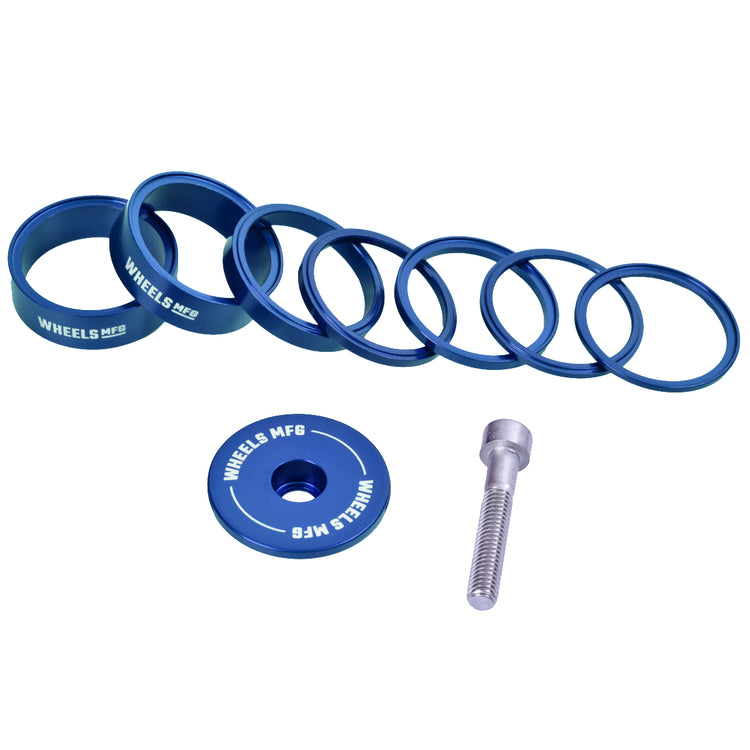 Essential Aluminum Headset Spacer Kit - Blue-45053885317288 