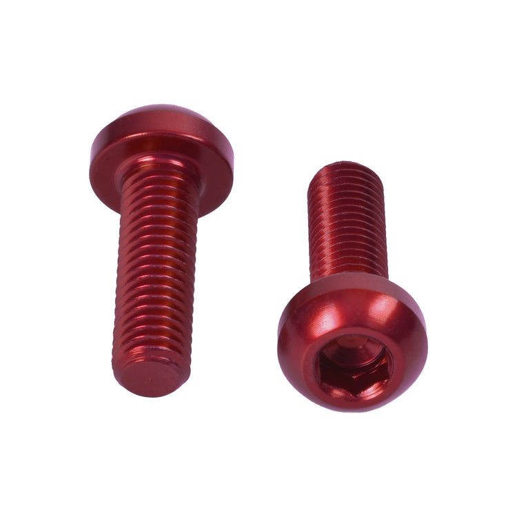 M5x0.8x16mm Water Bottle Cage Bolts - Red - 2 Pack-45053892591784 